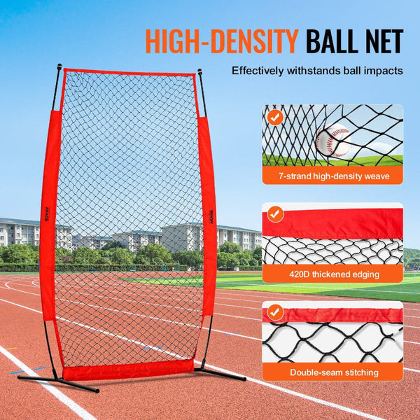 I Screen Baseball For Batting Cage 7X4 Ft & Softball Safety Body Protector Portable With Carry Bag Ground Stakes Pitching Net Pitchers Protection Base