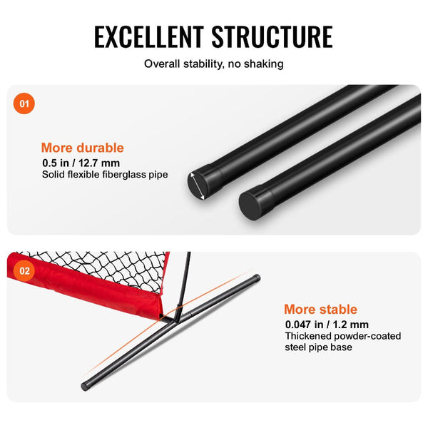 I Screen Baseball For Batting Cage 7X4 Ft & Softball Safety Body Protector Portable With Carry Bag Ground Stakes Pitching Net Pitchers Protection Base