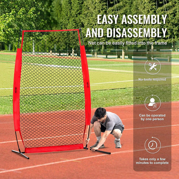 I Screen Baseball For Batting Cage 7X4 Ft & Softball Safety Body Protector Portable With Carry Bag Ground Stakes Pitching Net Pitchers Protection Base