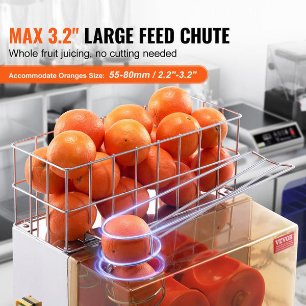 Vevor Commercial Orange Juicer Machine, 120W Automatic Juice Extractor, Stainless Steel Orange Squeezer For 20 Oranges Per Minute, With Pull Out Filte