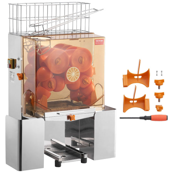 Vevor Commercial Orange Juicer Machine, 120W Automatic Juice Extractor, Stainless Steel Orange Squeezer For 20 Oranges Per Minute, With Pull Out Filte