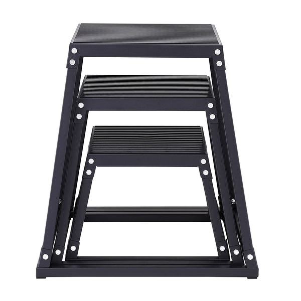 12/18/24 Inch Platform And Jumping Agility Anti Slip Fitness Exercise Step Up Set For Home Gym Training Conditioning Strength Black Plyometric Jump B