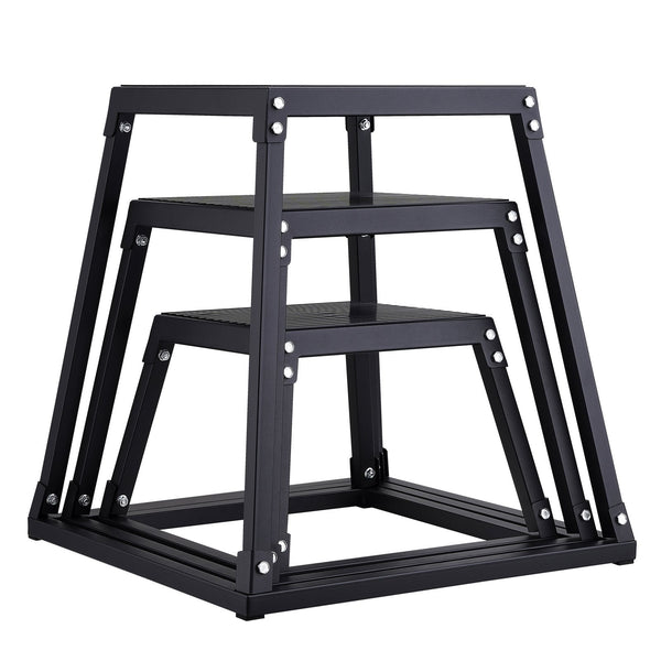 12/18/24 Inch Platform And Jumping Agility Anti Slip Fitness Exercise Step Up Set For Home Gym Training Conditioning Strength Black Plyometric Jump B