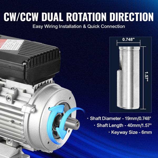 2.2Kw Electric Motor 2800 Rpm Ac 220~240V 13.8A 90L B3 Frame Air Compressor Single Phase 24Mm Keyed Shaft Cw/Ccw Rotation For Agricultural Machinery A