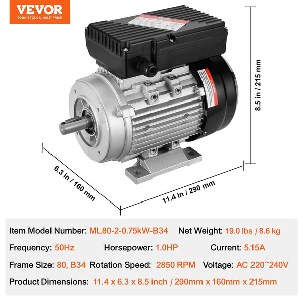 2.2Kw Electric Motor 2800 Rpm Ac 220~240V 13.8A 90L B3 Frame Air Compressor Single Phase 24Mm Keyed Shaft Cw/Ccw Rotation For Agricultural Machinery A