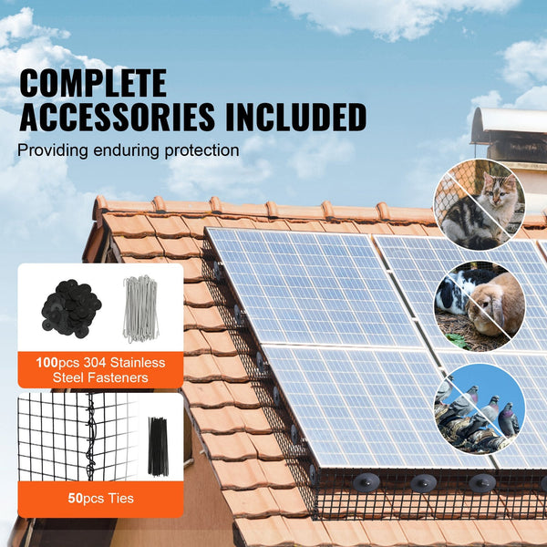 Vevor 8In X 100Ft Solar Panel Bird Guard Critter Roll Kit 100Pcs Fasteners Small Animal Supplies