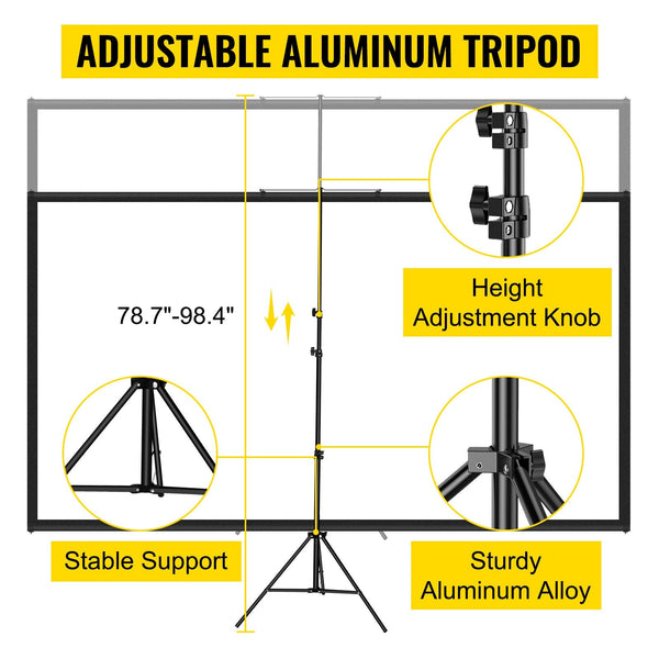 100 Inch Tripod Projector Screen Stand 16:9 4K Hd Portable Adjustable Projector Screens