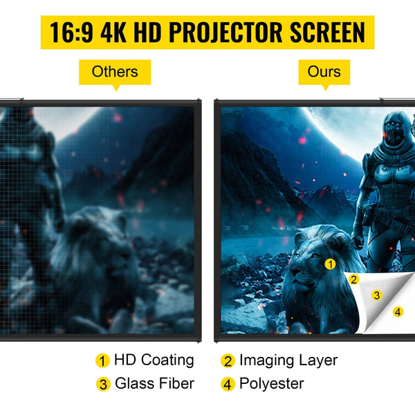60 Inch Tripod Projector Screen Stand 16:9 4K Hd Portable Adjustable Projector Screens