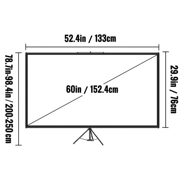 60 Inch Tripod Projector Screen Stand 16:9 4K Hd Portable Adjustable Projector Screens