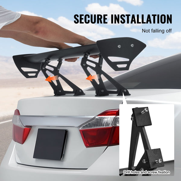 Universal Rear Spoiler Gt Style Adjustable Trunk Wing Car Racing 43.3'' Mouldings Trim