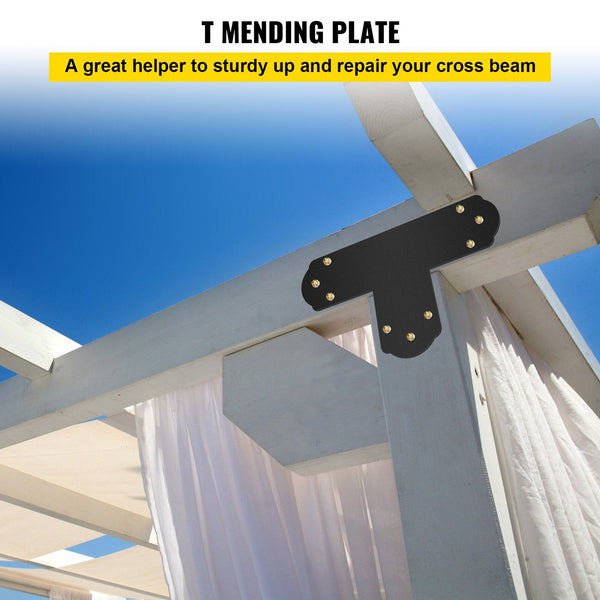 Vevor Black T Mending Plate T Shape 8 Pcs 6" Flat Connector Post To Beam Bracket Braces & Brackets