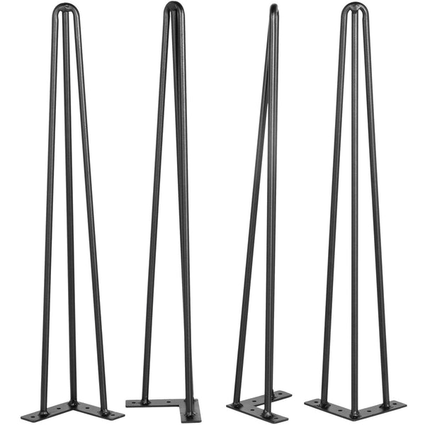 Hairpin Table Legs 24 Inch Black Set Of Desk Each 220Lbs Capacity 3 Rods For Bench Dining End Chairs Carbon Steel Diy Heavy Duty Furniture Dining Tabl