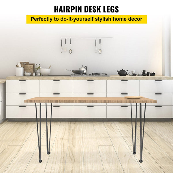 Hairpin Table Legs 24 Inch Black Set Of Desk Each 220Lbs Capacity 3 Rods For Bench Dining End Chairs Carbon Steel Diy Heavy Duty Furniture Dining Tabl