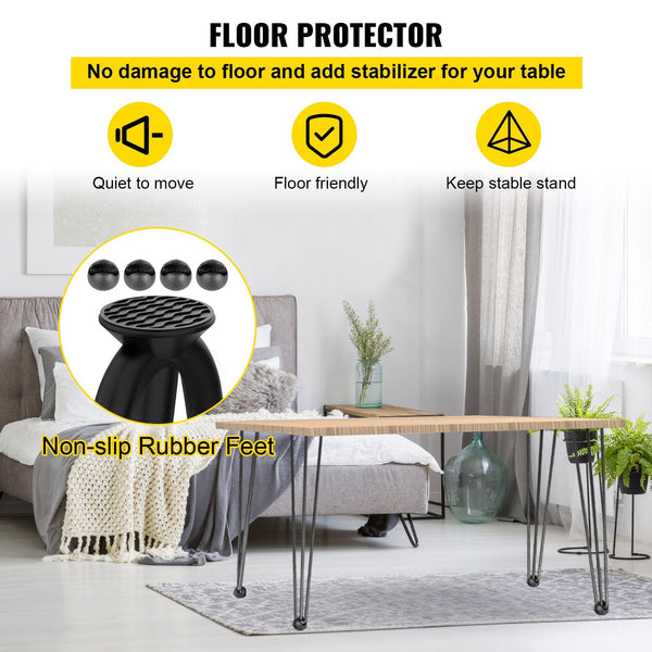 Hairpin Table Legs 24 Inch Black Set Of Desk Each 220Lbs Capacity 3 Rods For Bench Dining End Chairs Carbon Steel Diy Heavy Duty Furniture Dining Tabl