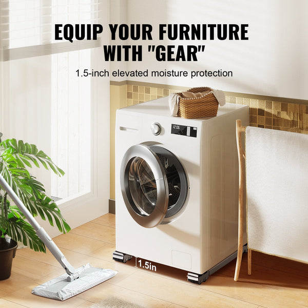 Vevor Heavy Duty Furniture Appliances Rollers 660 Lbs Total Load Extendable Mobile Washing Machine Base Fridge Stand Dolly Movers For Refrigerators Dr
