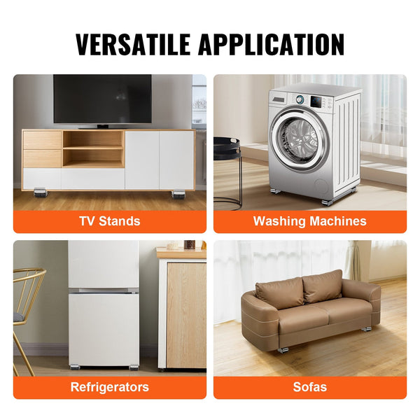 Vevor Heavy Duty Furniture Appliances Rollers 660 Lbs Total Load Extendable Mobile Washing Machine Base Fridge Stand Dolly Movers For Refrigerators Dr