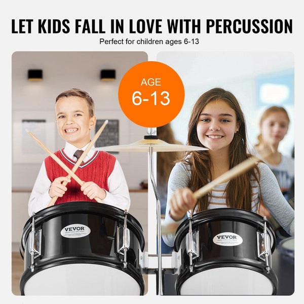 Kids Drum Set 5 Piece 406.4 Mm Beginner Full With Bass Toms Snare Floor Adjustable Throne Cymbal Hi Hat Pedal And Two Pairs Of Drumsticks Starter Kit