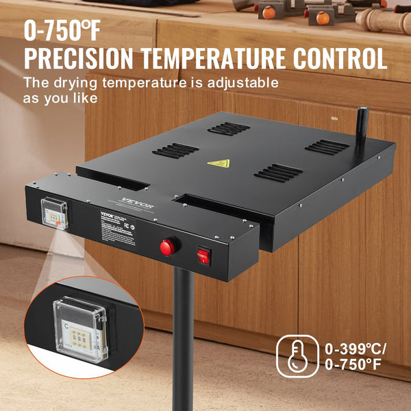 Vevor Flash Dryer 18 X 25 Inch For Screen Printing 0 750 Temperature Control High Power Silk With Height Adjustable Stand 360 Rotation T Shirt Curing