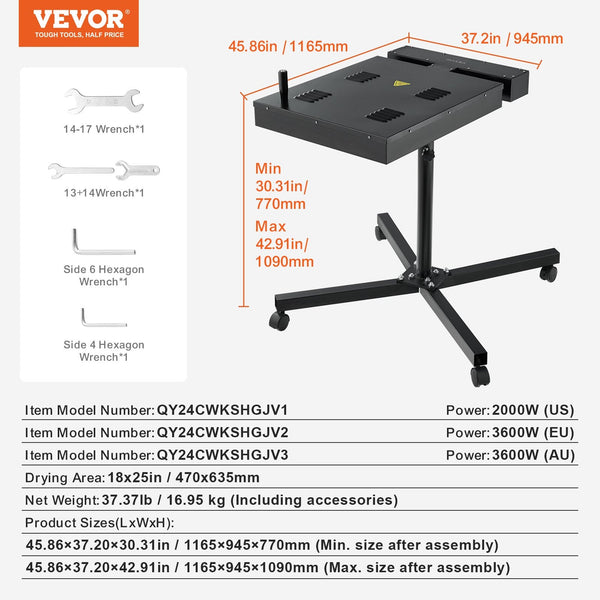 Vevor Flash Dryer 18 X 25 Inch For Screen Printing 0 750 Temperature Control High Power Silk With Height Adjustable Stand 360 Rotation T Shirt Curing