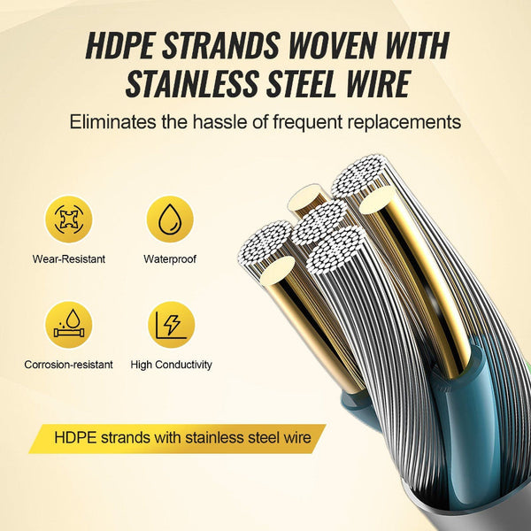 Electric Fence Wire 3366Ft 1026M Portable Polywire 1/8" Diameter Stainless Steel Strands For Reliable Conductivity And Uv Rust Resistance Fencing Rope