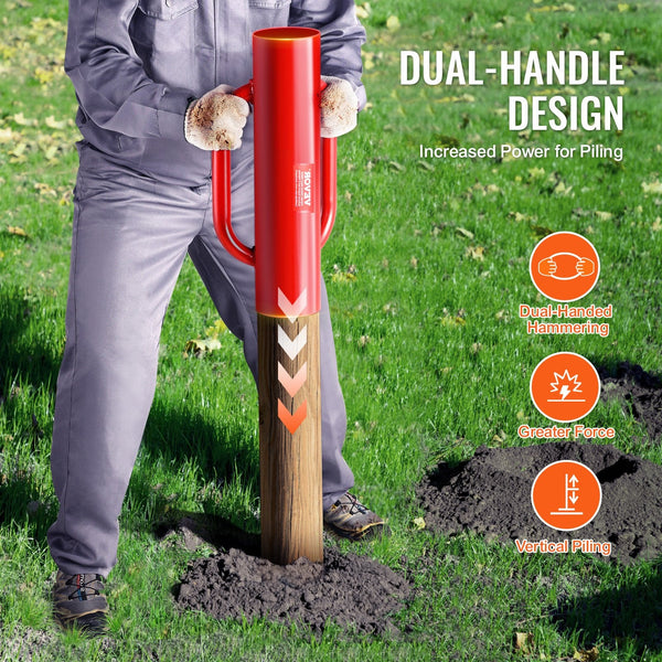 Fence Post Driver With Handles 2.7 In Inner Diameter T Pole Pounder 14Lb Heavy Duty Carbon Steel Rammer Farm Fencing Hole Digger For U Channel Sign Wo