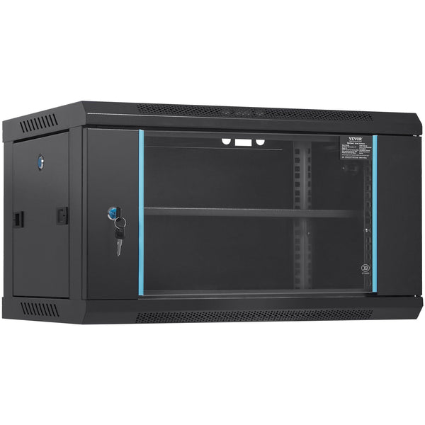 Vevor 6U Wall Mount Network Server Cabinet 15.5'' Deep Rack Enclosure 200 Lbs Max. Ground Mounted Load Capacity With Locking Glass Door Side Panels Fo