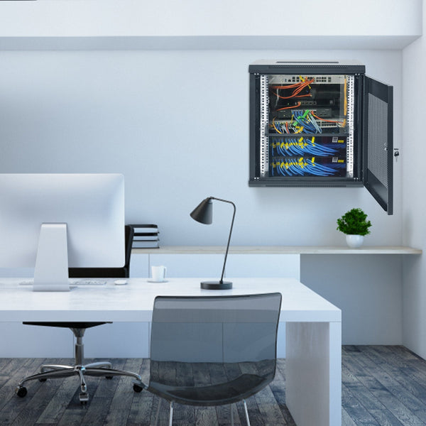 Vevor 12U Wall Mount Network Server Cabinet 15.5'' Deep Rack Enclosure 200 Lbs Max. Ground Mounted Load Capacity With Locking Door Side Panels For It