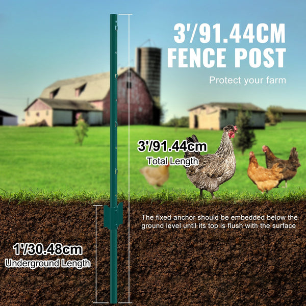 3 Feet Fence Post 10 Pack U Channel Heavy Duty Metal Posts Sturdy Steel Stakes For Garden Yard Lawn Farms And Outdoor Wire Fencing Green Fence Panels