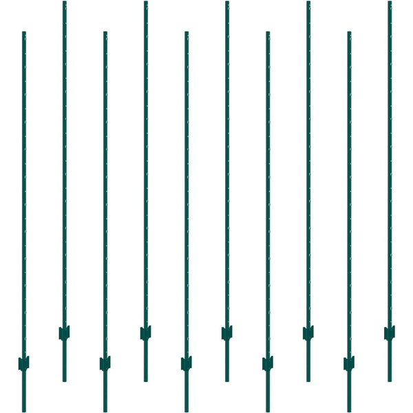 Vevor 7 Feet Fence Post 10 Pack U Channel Heavy Duty Metal Posts Sturdy Steel Stakes For Garden Yard Lawn Farms And Outdoor Wire Fencing Green Garden