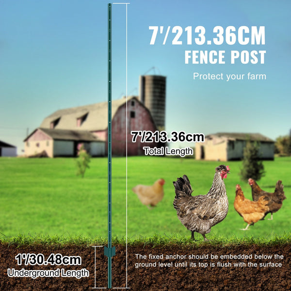 Vevor 7 Feet Fence Post 10 Pack U Channel Heavy Duty Metal Posts Sturdy Steel Stakes For Garden Yard Lawn Farms And Outdoor Wire Fencing Green Garden