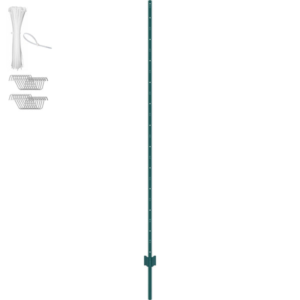 Vevor 7 Feet Fence Post 10 Pack U Channel Heavy Duty Metal Posts Sturdy Steel Stakes For Garden Yard Lawn Farms And Outdoor Wire Fencing Green Garden