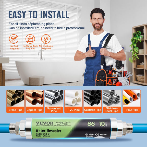 Vevor Whole House Salt Free Descaler Physical Scale System Saas Alloy Water Filters