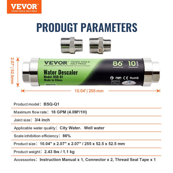 Vevor Whole House Salt Free Descaler Physical Scale System Saas Alloy Water Filters