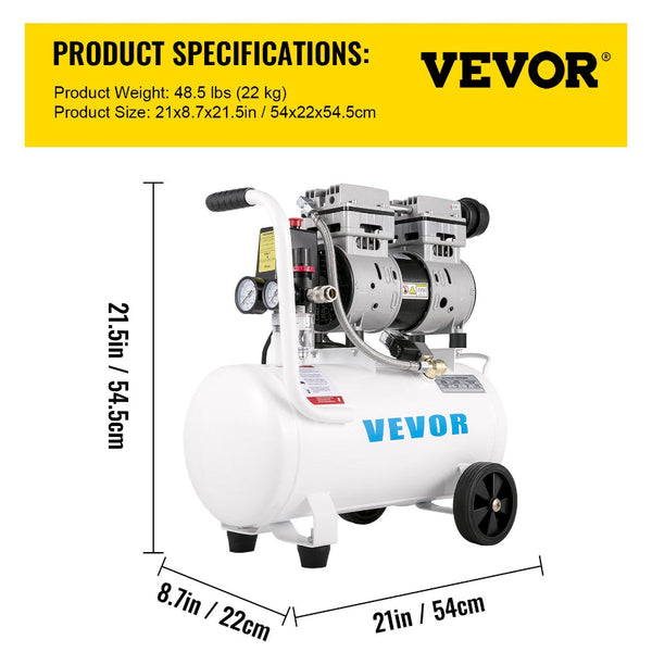 Air Compressor 6.6 Gallon Portable 1 Hp Oil Free Steel Tank 750W Pancake 115 Psi Ultra Quiet For Home Repair Tire Inflation Air Compressors