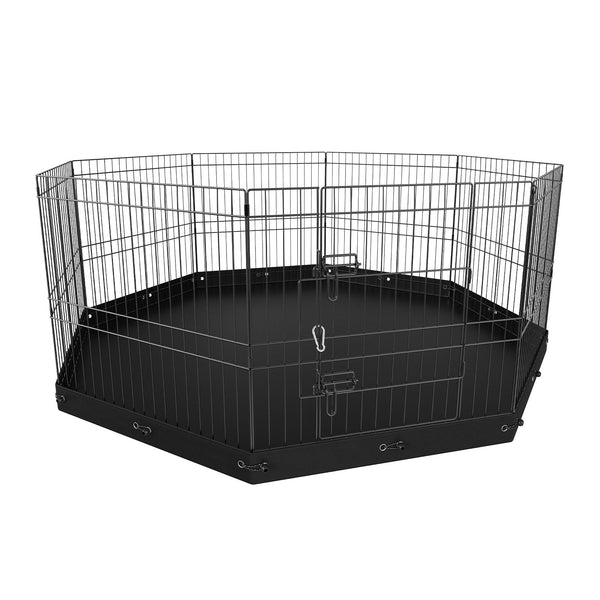 Vevor Foldable Dog Playpen 8 Panels Metal Pet Exercise Pen For Small Medium Dogs Black Fences & Pens