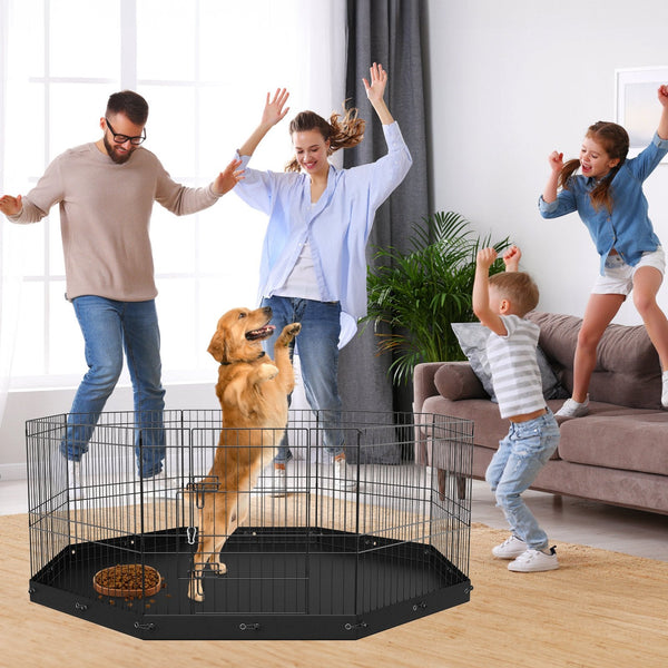 Vevor Foldable Dog Playpen 8 Panels Metal Pet Exercise Pen For Small Medium Dogs Black Fences & Pens
