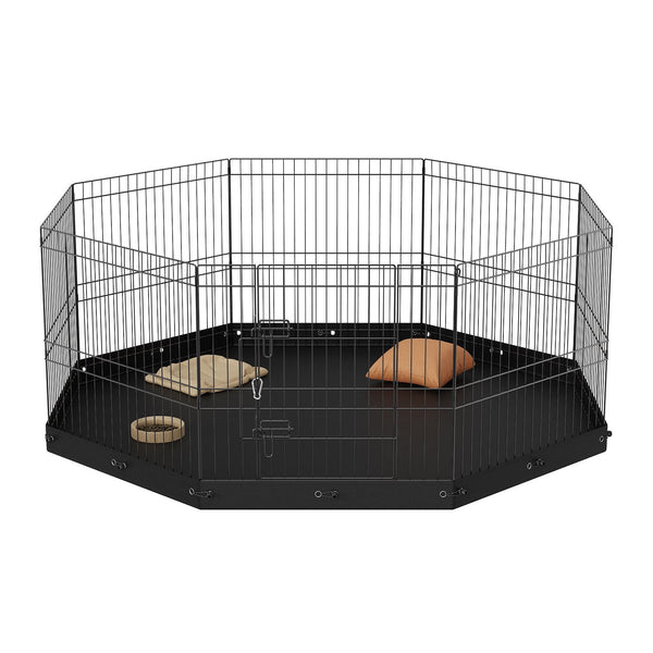 Vevor Foldable Dog Playpen 8 Panels Metal Pet Exercise Pen For Small Medium Dogs Black Fences & Pens
