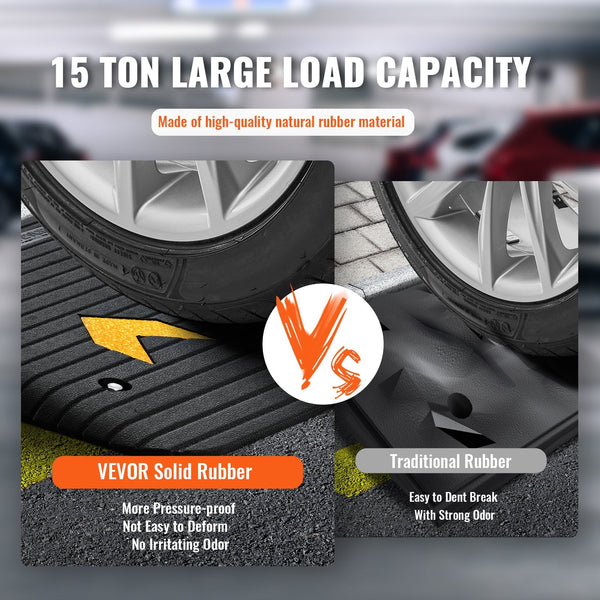 Vevor Upgraded Rubber Threshold Ramp 10.2 Cm Rise Door With Channel Natural Car Non Slip Textured Surface 15 Tons Load Capacity Curb For Wheelchair An