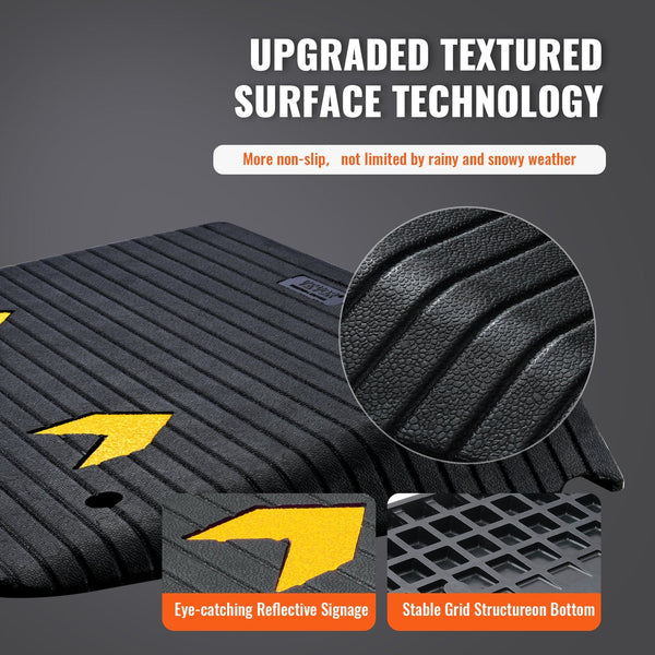Vevor Upgraded Rubber Threshold Ramp 10.2 Cm Rise Door With Channel Natural Car Non Slip Textured Surface 15 Tons Load Capacity Curb For Wheelchair An