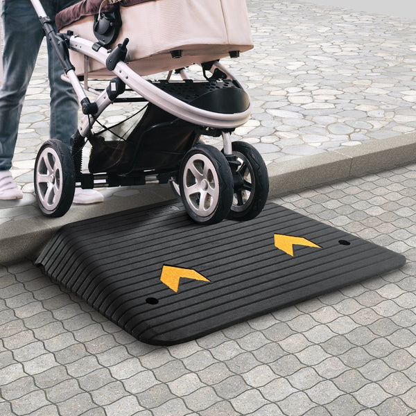Vevor Upgraded Rubber Threshold Ramp 10.2 Cm Rise Door With Channel Natural Car Non Slip Textured Surface 15 Tons Load Capacity Curb For Wheelchair An