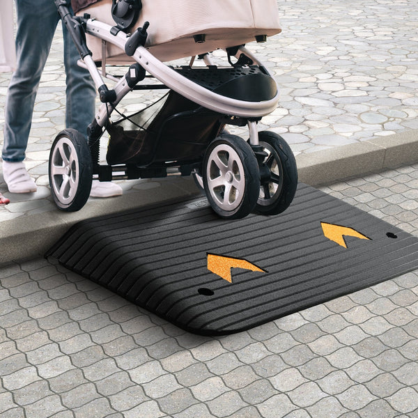 Vevor Upgraded Rubber Threshold Ramp 8.9 Cm Rise Door With 1 Channel Natural Car Non Slip Textured Surface 15 Tons Load Capacity Curb For Wheelchair A