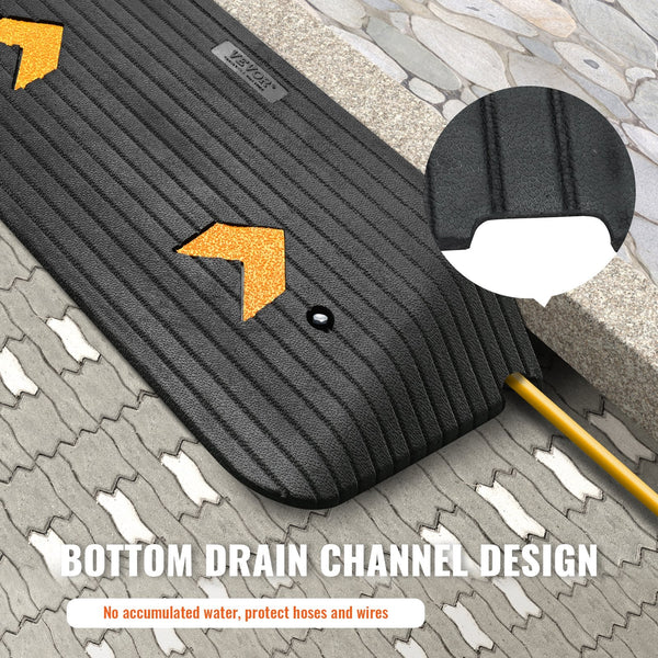 Vevor Upgraded Rubber Threshold Ramp 7.6 Cm Rise Door With 1 Channel Natural Car Non Slip Textured Surface 150 Tons Load Capacity Curb For Wheelchair