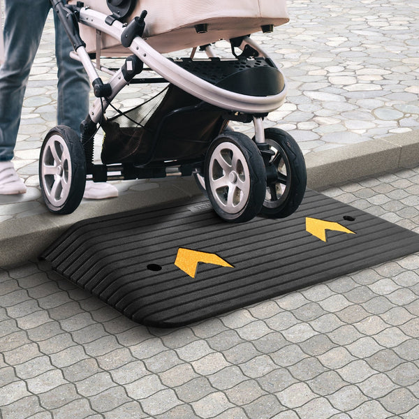 Vevor Upgraded Rubber Threshold Ramp 7.6 Cm Rise Door With 1 Channel Natural Car Non Slip Textured Surface 150 Tons Load Capacity Curb For Wheelchair