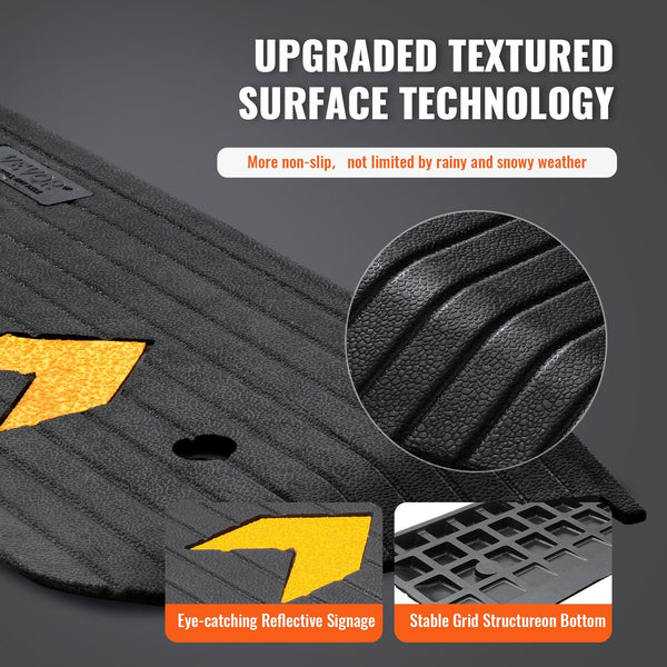 Vevor Upgraded Rubber Threshold Ramp 2.5 Cm Rise Wheelchair Doorway Natural Curb Rated 15 Tons Load Capacity Non Slip Textured Surface For And Scooter