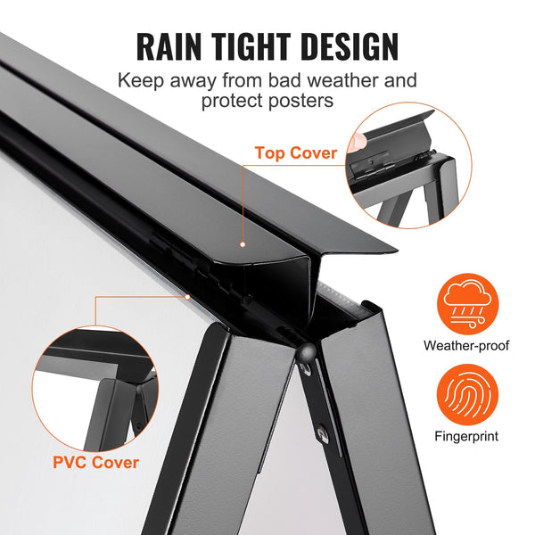 Vevor A Frame Sidewalk Sign 61X91cm Heavy Duty Slide In Signboard Holder Double Sided Folding Sandwich Board Signs Steel Pavement Poster For Outdoor B