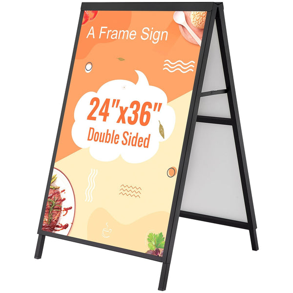 Vevor A Frame Sidewalk Sign 61X91cm Heavy Duty Slide In Signboard Holder Double Sided Folding Sandwich Board Signs Steel Pavement Poster For Outdoor B