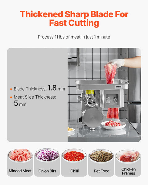 Vevor Commercial Electric Meat Grinder Slicer 4.99 Kg/Min Sausage Stuffer Maker Sausage Stuffers