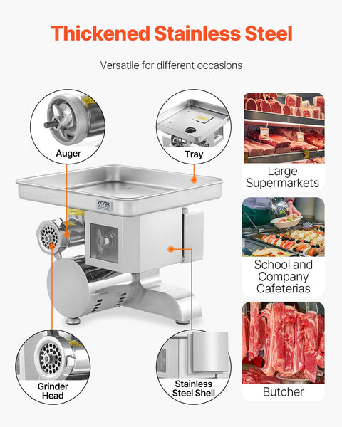 Vevor Commercial Electric Meat Grinder Slicer 4.99 Kg/Min Sausage Stuffer Maker Sausage Stuffers