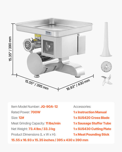 Vevor Commercial Electric Meat Grinder Slicer 4.99 Kg/Min Sausage Stuffer Maker Sausage Stuffers