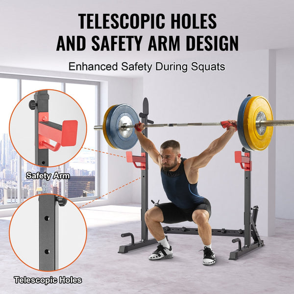Vevor Squat Power Rack Adjustable Heavy Duty Barbell Weight Bench Press Stand Weights Benches